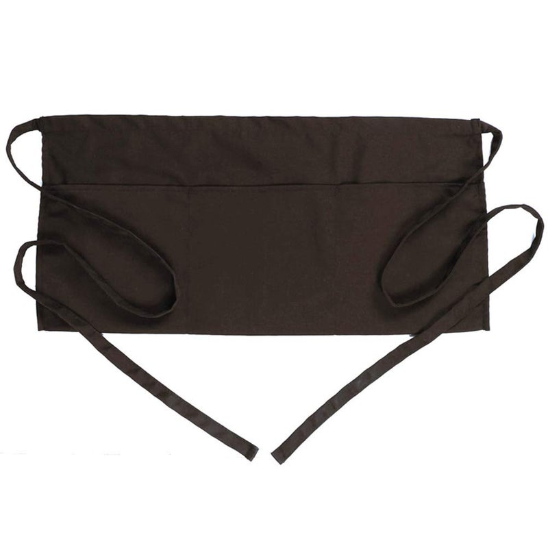 BOHARERS Waist Apron with 3 Pockets - Brown Waitress Waiter Server Short Apron - Image 1